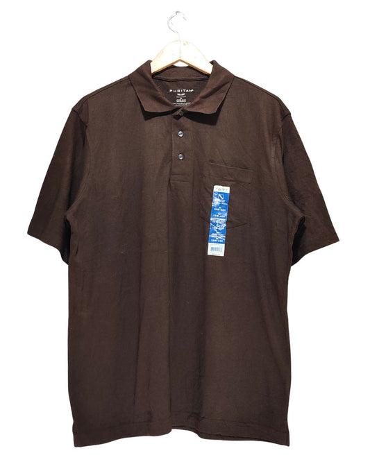 Puritan Brown Cotton Polo T Shirt For Men Large