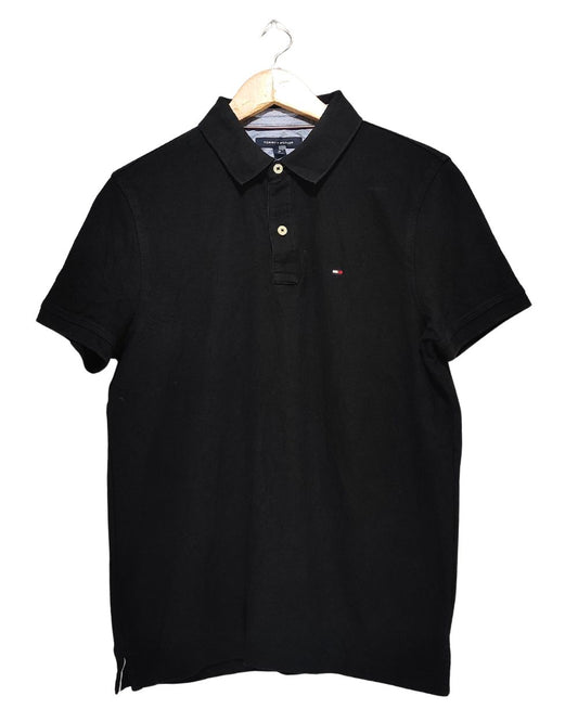 Tommy Hilfiger  Black Cotton Polo T Shirt For Men M