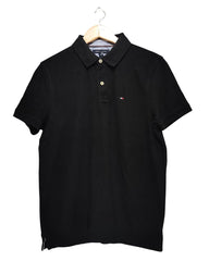 Tommy Hilfiger  Black Cotton Polo T Shirt For Men M
