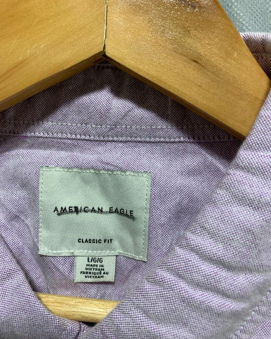 American Eagle Purple Cotton Shirt For Men Large