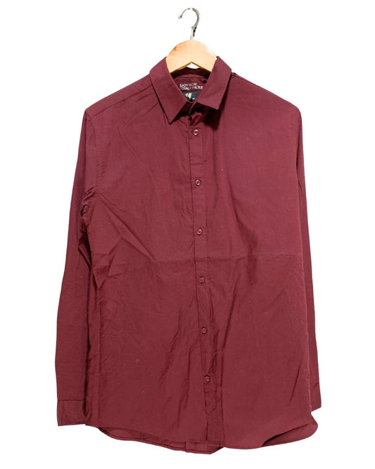 H&M Maroon Cotton Shirt For Men M