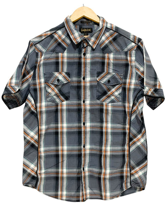 Helix Gray Cotton Shirt For Men XL