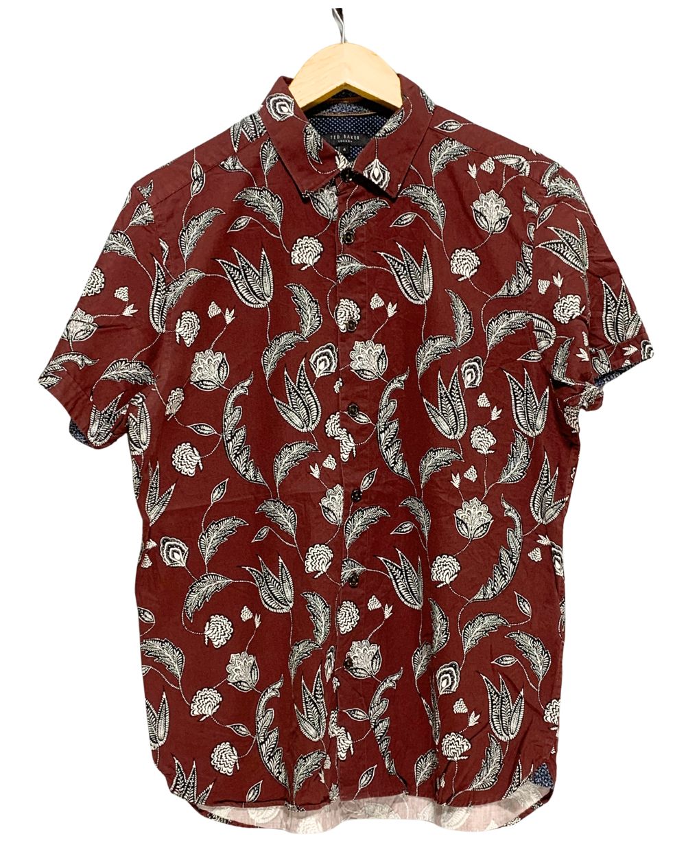 Ted Baker Maroon Cotton Shirt For Men M