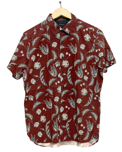 Ted Baker Maroon Cotton Shirt For Men M