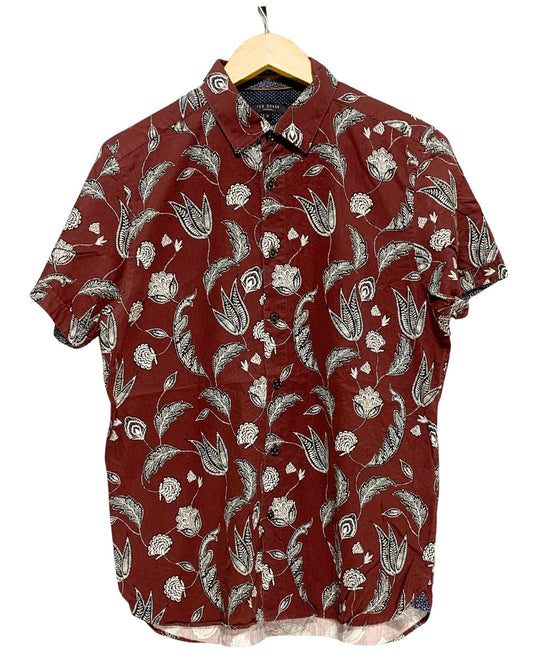 Ted Baker Maroon Cotton Shirt For Men M