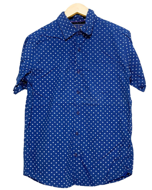 Rugby Blue Cotton Shirt For Men M