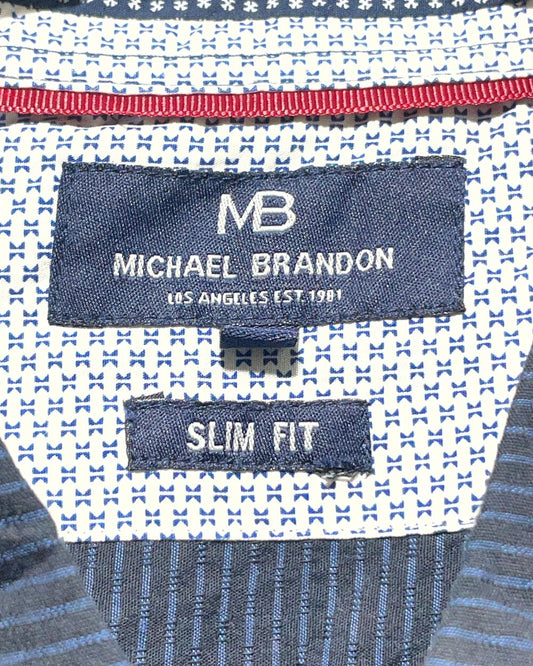 Michael Brandon Blue Cotton Shirt For Men XL