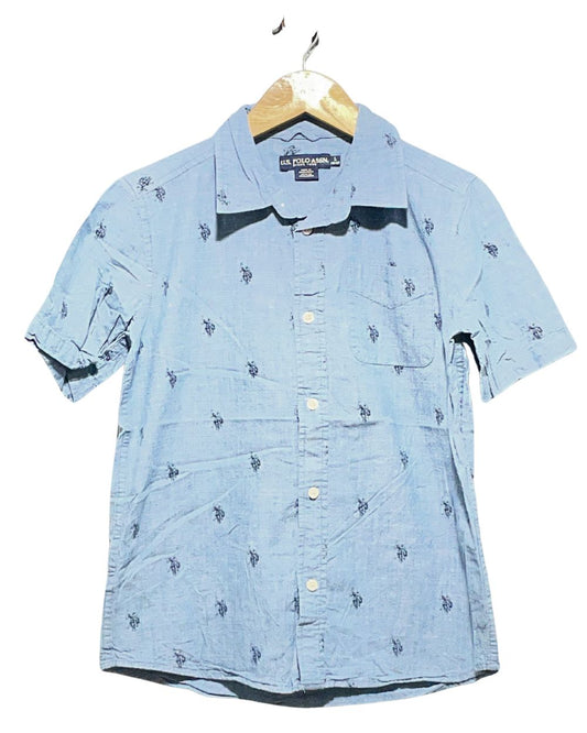 Polo U.S. Assn Blue Cotton Shirt For Men XS