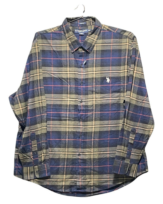 Polo U.S. Assn Blue Cotton Shirt For Men 3X Large