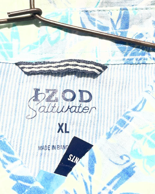 Izod Blue Cotton Shirt For Men XL