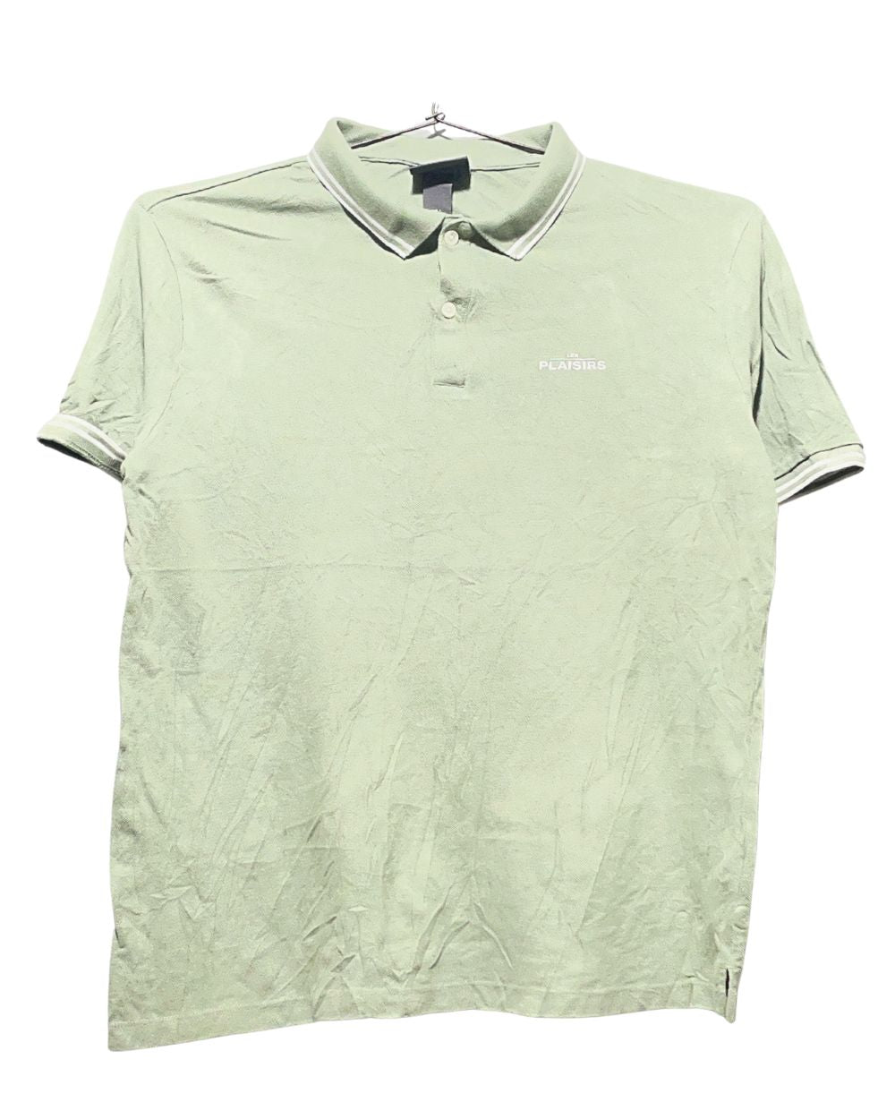 H&M Green Cotton Polo T Shirt For Men L