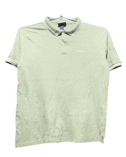 H&M Green Cotton Polo T Shirt For Men L