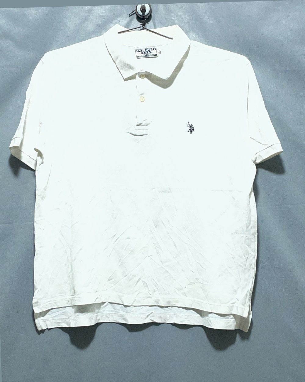 Polo U.S. Assn White Cotton Polo T Shirt For Men L
