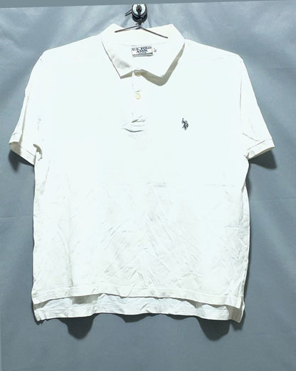 Polo U.S. Assn White Cotton Polo T Shirt For Men L
