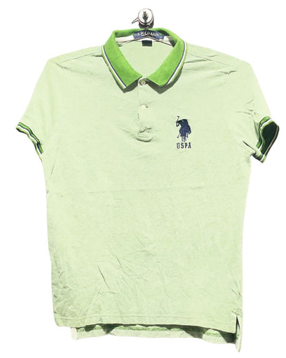 Polo U.S. Assn Green Cotton Polo T Shirt For Men Large