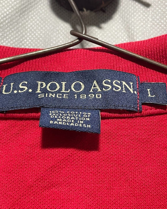 Polo U.S. Assn Red Cotton Polo T Shirt For Men Large