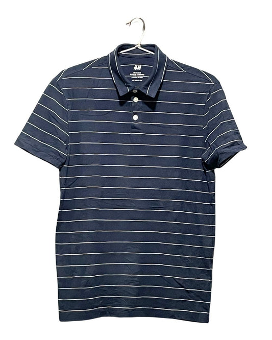 H&M Blue Cotton Polo T Shirt For Men XS