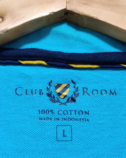 Club Room Blue Cotton Polo T Shirt For Men Large