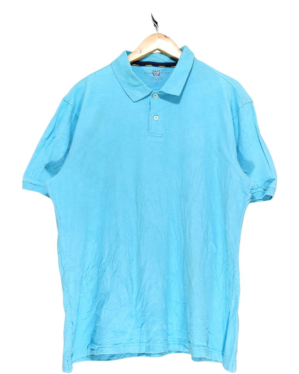 Club Room Blue Cotton Polo T Shirt For Men Large