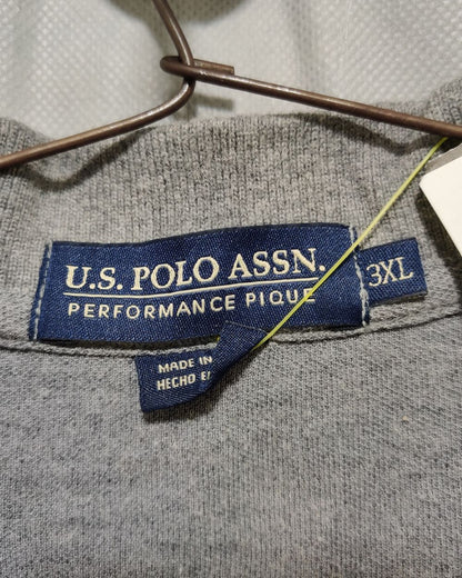 Polo U.S. Assn Gray Cotton Polo T Shirt For Men 3X Large