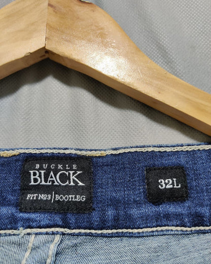 Buckle Black Blue Denim Jeans For Men M