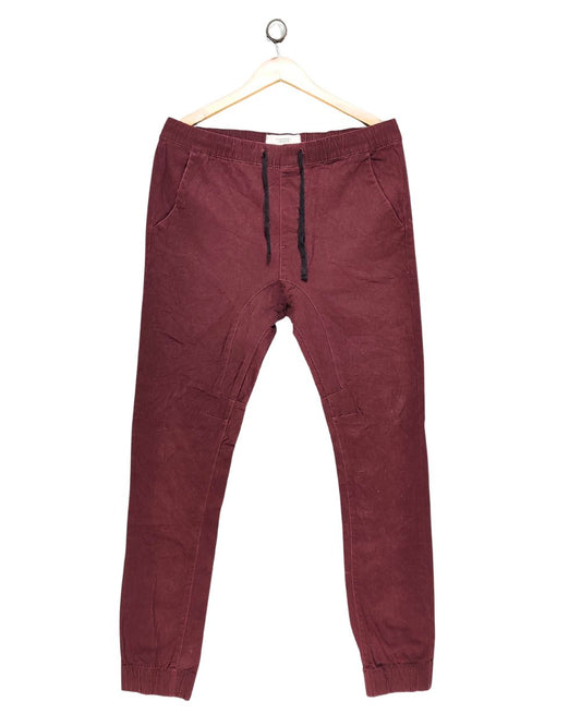 Everyday Jogger Maroon Cotton For Men Cargo Pant M