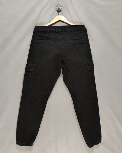 Pull & Bear Black Cotton For Men Cargo Pant M