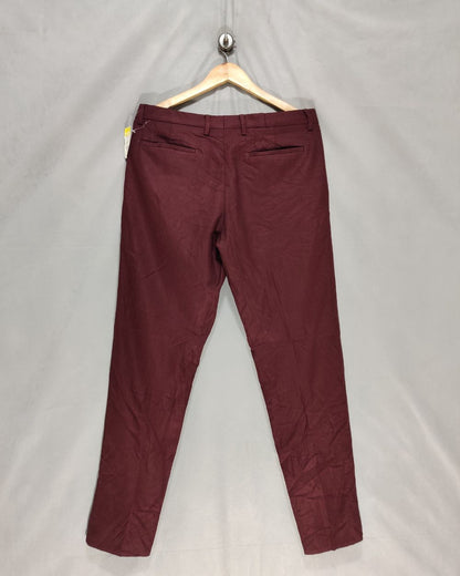 Zara Maroon Cotton Dress Pant For Men M