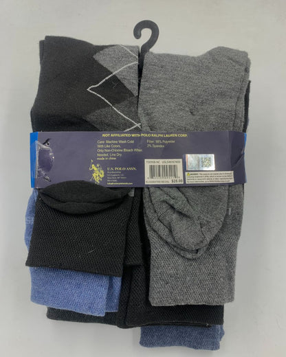 Polo U.S. Assn Gray & Black Socks 6 Pack For Unisex