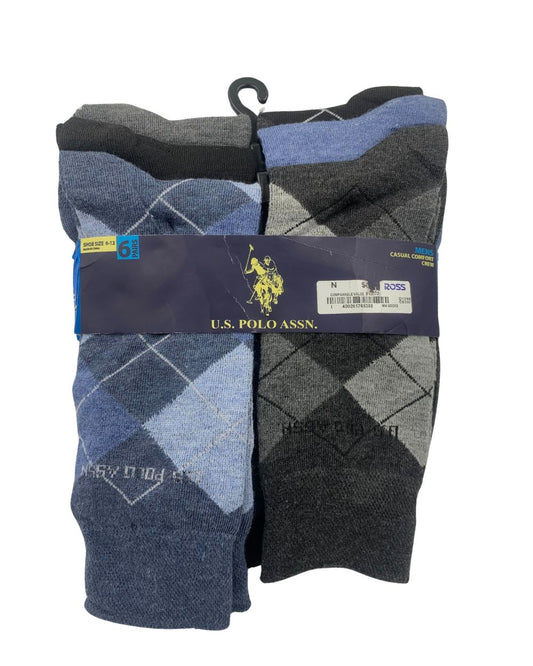 Polo U.S. Assn Gray & Black Socks 6 Pack For Unisex