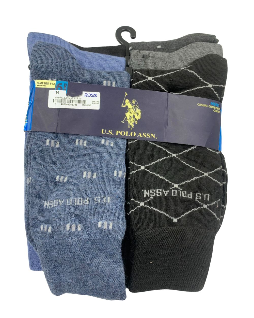 Polo U.S. Assn Gray & Black Socks 6 Pack For Unisex
