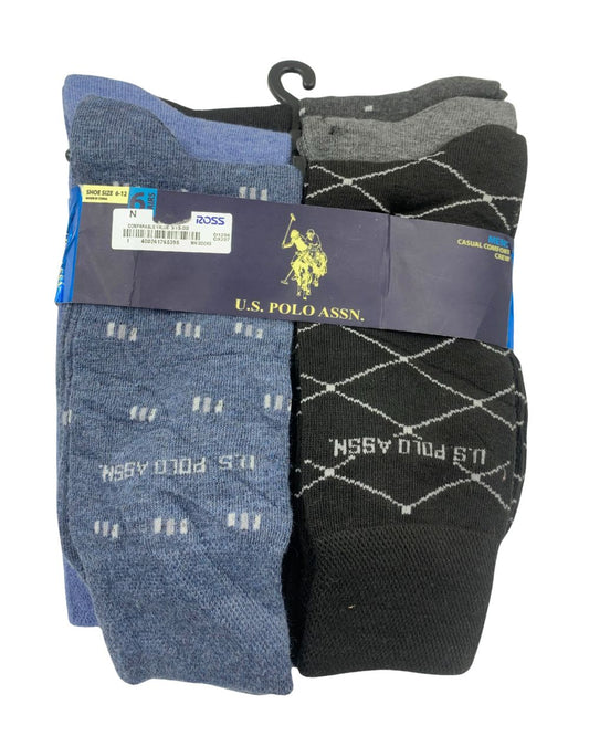 Polo U.S. Assn Gray & Black Socks 6 Pack For Unisex