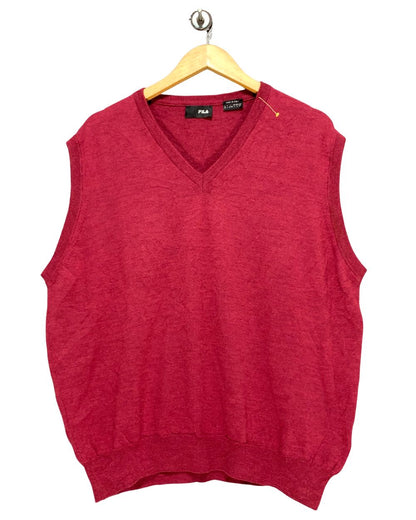Fila Maroon For Men Vest Sweater L