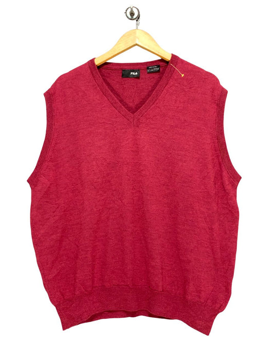 Fila Maroon For Men Vest Sweater L