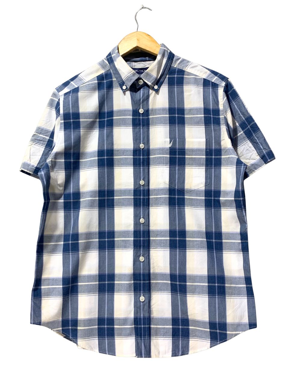 Nautica Blue Cotton Shirt For Men