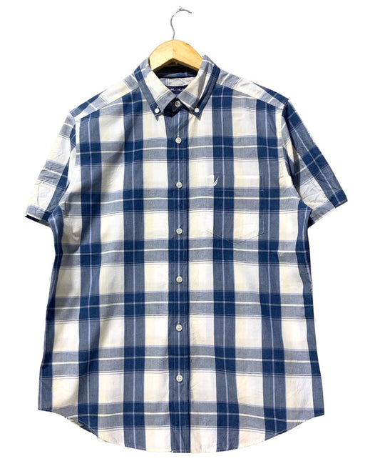 Nautica Blue Cotton Shirt For Men