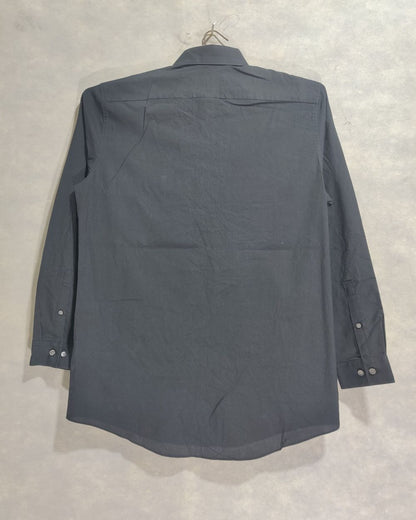 J. Ferrar Black Cotton Shirt For Men