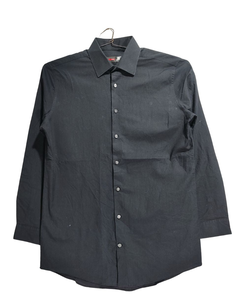 J. Ferrar Black Cotton Shirt For Men