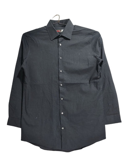 J. Ferrar Black Cotton Shirt For Men