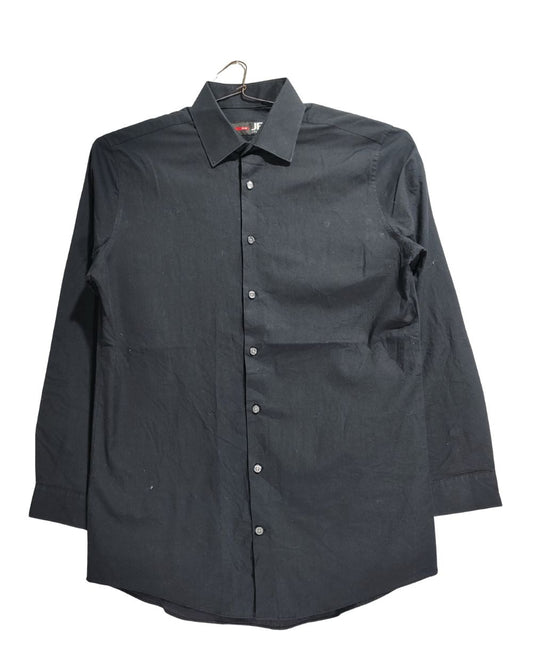 J. Ferrar Black Cotton Shirt For Men