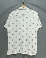Denim & Flower White Cotton Shirt For Men L