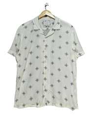 Denim & Flower White Cotton Shirt For Men L