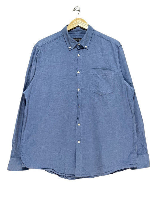 George Blue Cotton Shirt For Men Large