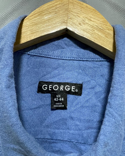 George Blue Cotton Shirt For Men Large