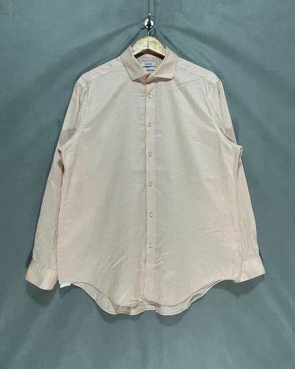 Calvin Klein Pink Cotton Shirt For Men Large