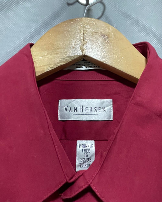 Van Heusen Red Cotton Shirt For Men Large