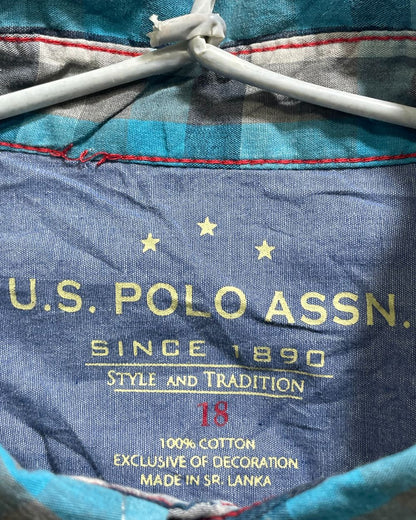 Polo U.S. Assn Blue Cotton Shirt For Kids 18 Years
