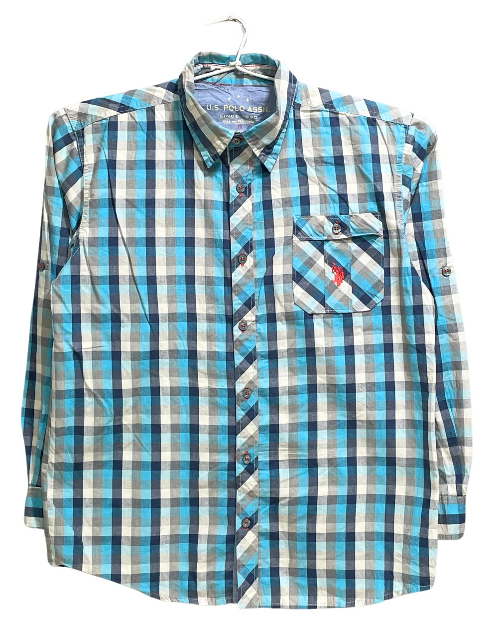 Polo U.S. Assn Blue Cotton Shirt For Kids 18 Years