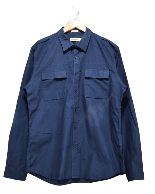 Calvin Klein Blue Cotton Shirt For Men L