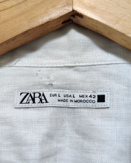 Zara White Cotton Shirt For Men L